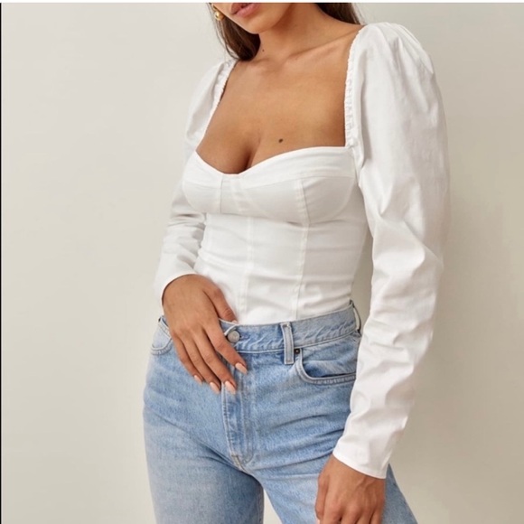 NWT Reformation Cacio Long Sleeve Top (White) - Small - Picture 1 of 7